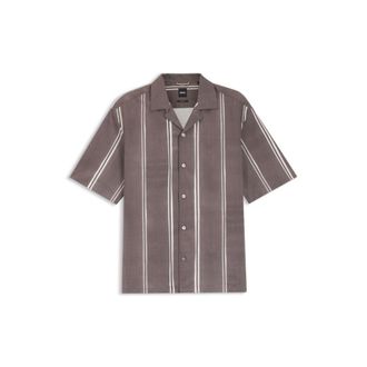 BOSS Striped relaxed-fit shirt in stretch cotton