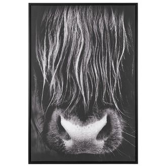 Beliani Beliani - Cuadro En Lienzo Negro 93 X 63 Cm Toro Poli&eacute;ster Marco De Mdf Estilo Moderno Galeata