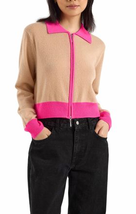 Brodie Katy Colour Pop Jacket In Soft Camel/diva Pink