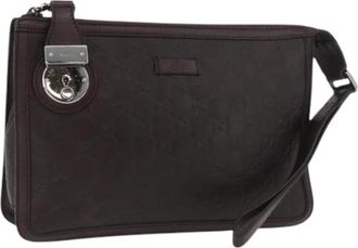Gucci Pre-owned Vintage GG Canvas Clutch - Dames - Vintage Clutch - Bruin - ONE Size - Leer - Vintage