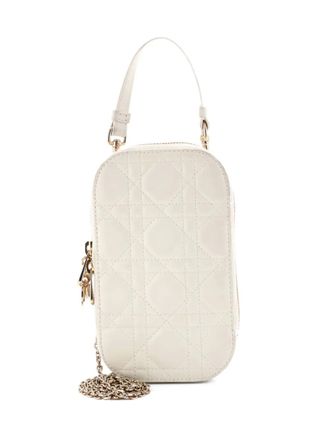 Dior Lady Dior Phone Holder on Chain Cannage Quilt Lambskin crossbody bag - White