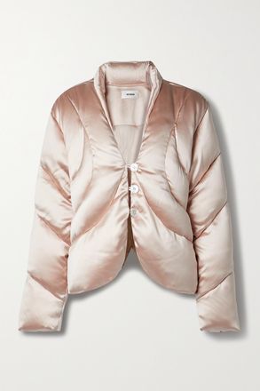 Interior The Mira Quilted Silk-satin Down Jacket - Rosa
