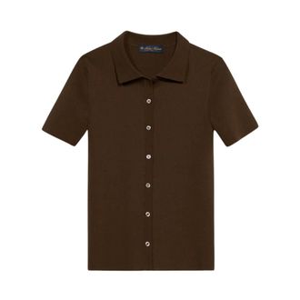 Brooks Brothers Rib-Knit Polo Cardigan - female - Brooks Brothers - Cardigans - Brown - XS - Knitwear