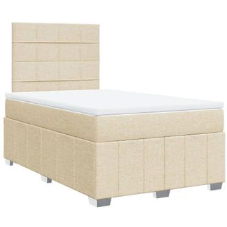 vidaXL Vidaxl - Cama Box Spring Con Colch&oacute;n Tela Color Crema 120x200 Cm