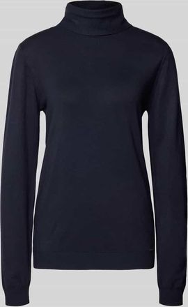 More & More More & More Rollkragenpullover aus Viskose-Mix mit Label-Detail in Marine, Größe 34