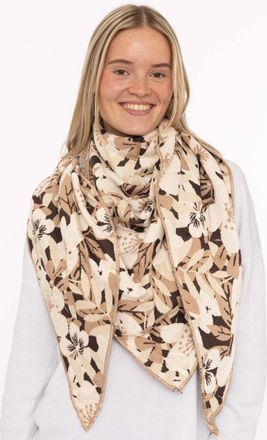 Zwillingsherz Dreieckstuch ZWILLINGSHERZ Blumen & Str&auml;ucher, Damen, beige, Strick, Materialmix, gemustert, mehrfarbig, Modet&uuml;cher Dreieckstuch, Strick, florales Mus