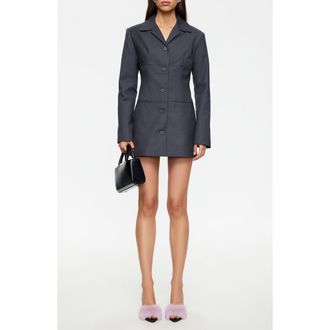 Lioness Carmela Long Sleeve Mini Coat Dress in Charcoal at Nordstrom, Size X-Small