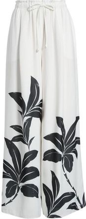 Kobi Halperin Vera Tie Waist Floral Print Wide Leg Pants in Ivory Multi at Nordstrom, Size X-Small