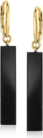 Ross-Simons Onyx Bar Drop Earrings in 18kt Gold Over Sterling