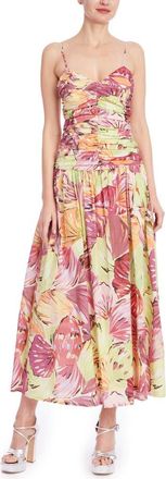 Badgley Mischka Floral Print Midi Dress in Pink Multi at Nordstrom, Size 10