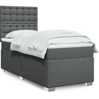 vidaXL Vidaxl - Cama Box Spring Con Colch&oacute;n Tela Gris Oscuro 80x200 Cm