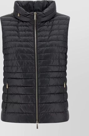 Moorer villan high collar padded quilted sleeveless vest