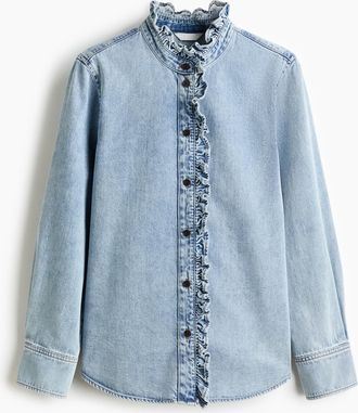 H&M Denimbluse mit Volantbesatz - Helles Denimblau