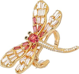 Eye Candy Los Angeles Dragonfly Cubic Zirconia Adjustable Ring in Gold at Nordstrom Rack