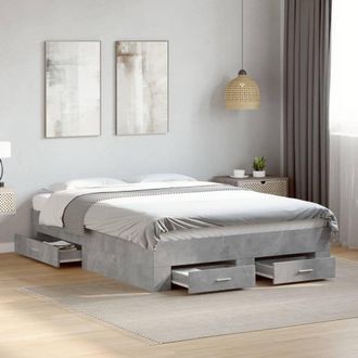 Berkfield Home Bed Frame with Drawers without Mattress Concrete Grey 120x190 cm Small Double