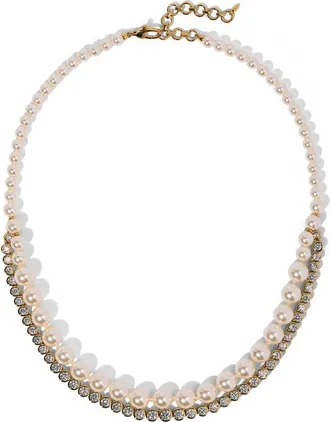Nadri Double Layer Imitation Pearl & Cubic Zirconia Necklace in Gold at Nordstrom