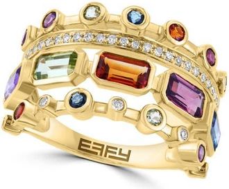 Effy 14K Yellow Gold Diamond & Multi Gemstone Stacked Architectural Ring in 14K Gold at Nordstrom, Size 7