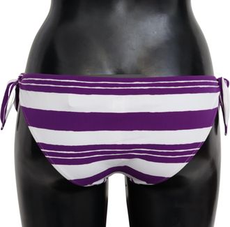 Dolce & Gabbana Purple White Stripes Beachwear Bikini Womens Bottom