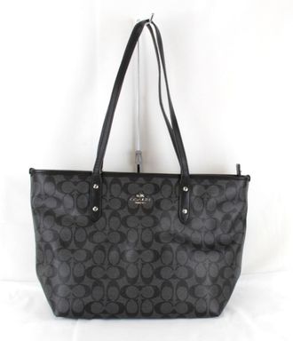 Coach Signature Black Leather Tote Bag (Pre-Owned)