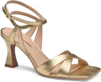 Johnston & Murphy Christine Ankle Strap Sandal in Gold Metallic Sheepskin at Nordstrom, Size 7.5