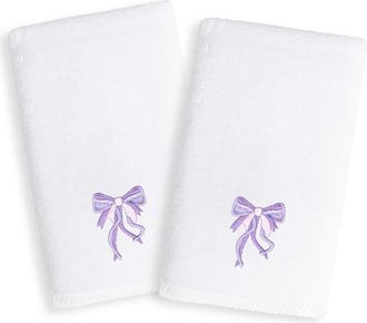 Linum Home Textiles 2-Pack Embroidered Hand Towel in White/Purple at Nordstrom Rack
