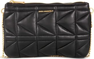 Karl Lagerfeld quilted logo shoulder bag - women - Calf Leather - One Size - Black
