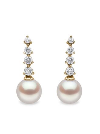 Yoko London 18K yellow gold akoya pearl and diamond earrings