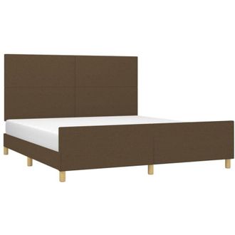 vidaXL Vidaxl - Cama Sin Colch&oacute;n De Tela Marr&oacute;n Oscuro 160x200 Cm