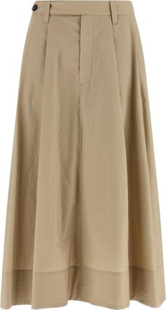 Brunello Cucinelli Beige Cotton Midi Womens Skirt