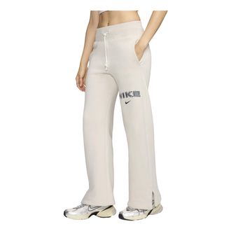Nike (WMNS) Nike Sportswear Phoenix Fleece High Waisted Wide Leg Logo Pants Asia Sizing Light Orewood Brown FV7685-104