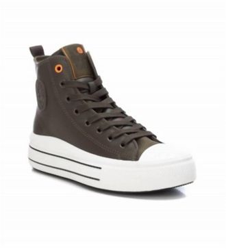 Xti Womens Canvas Ankle Sneaker Boots In Khaki