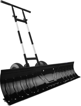 Best Choice Products 48in Hand Snow Pusher w/ 2 Wheels, Adjustable Handle, Blade Angle, Reflective Tape