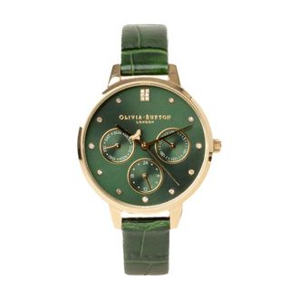 Olivia Burton Watches, female, Green, ONE SIZE, Green Sunray Chronograph Watch with Bee