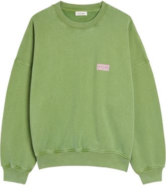 American Vintage Plizzy Logo-print Cotton Sweatshirt - Light Green - S (UK8-10 / S)