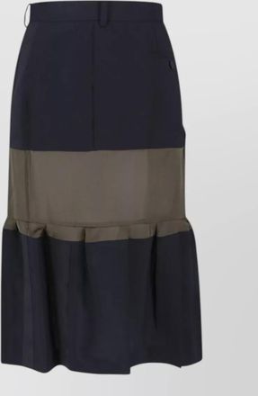 sacai midi skirt belt loops button pleated hem