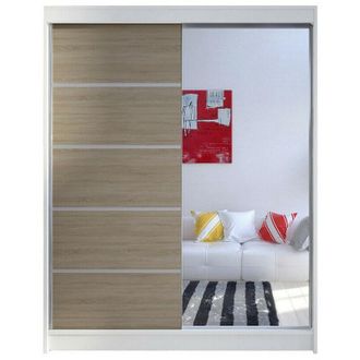 Mirjan24 Armario Closico 143, Blanco + Roble Sonoma, 200x150x58cm, Puertas De Armario: Correderas, N&uacute;mero De Estantes: 5, Led