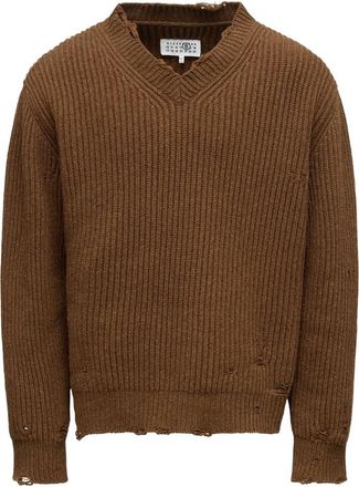 Maison Margiela Ribbed V-neck Sweater