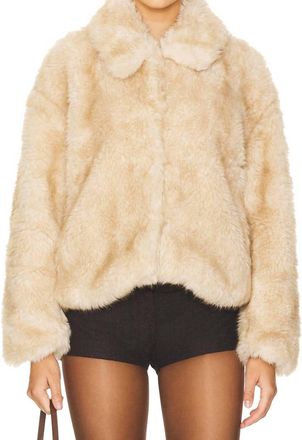 Bardot Sarissa Faux Fur Jacket In Oatmeal