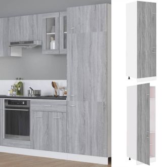 Berkfield Home Refrigerator Cabinet Grey Sonoma 60x57x207 cm Engineered Wood | Size: 60 x 57 x 207 cm