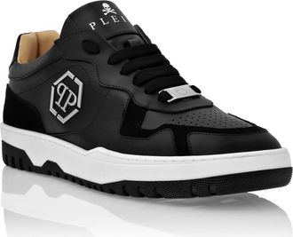 Philipp Plein Mix Leather Lo-Top Sneakers Pp Hexagon Unisex in Black at Nordstrom, Size 35