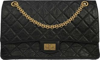 Chanel Reissue 2.55 Flap Quilted Aged Calfskin Black Calfskin Handbag (Pre-Owned)