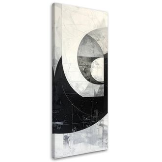 Feeby Cuadro Sobre Lienzo, Abstracci&oacute;n Geom&eacute;trica En Blanco Y Negro, 40x120