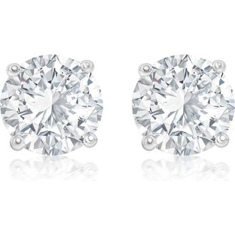 Suzy Levian 8mm Round Cubic Zirconia Stud Earrings in White at Nordstrom Rack