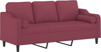 vidaXL Sof&aacute; De 3 Plazas Con Cojines Tela Rojo Tinto 180 Cm Vidaxl