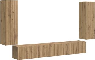 vidaXL Conjunto De Mueble Para Tv De Pared 4 Uds. Roble Artisan Vidaxl