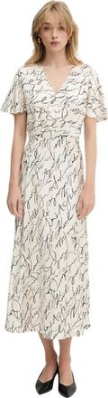 Karl Lagerfeld Midi jurk met krabbelprint - Dames - Casual kleedjes - Wit - XS - Kleedjes
