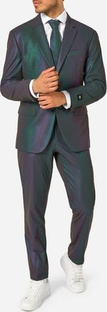 OppoSuits Reflective Perspective Iridescent Slim Fit Two-Piece Suit & Tie Set in Green Misc at Nordstrom, Size 36Regular
