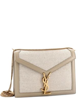Saint Laurent Cassandra Chain Canvas with Leather Small shoulder bag - Toni neutri