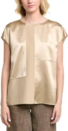 Lafayette 148 New York Silk Block Panel Dolman Blouse In Gold