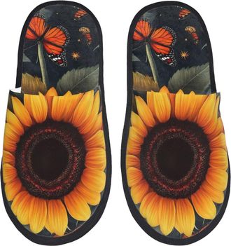 Generic Sunflower Flower Butterfly Women Men Slippers Lightweight Shoes Slip On House Shoes For Bedroom Winter Indoor M